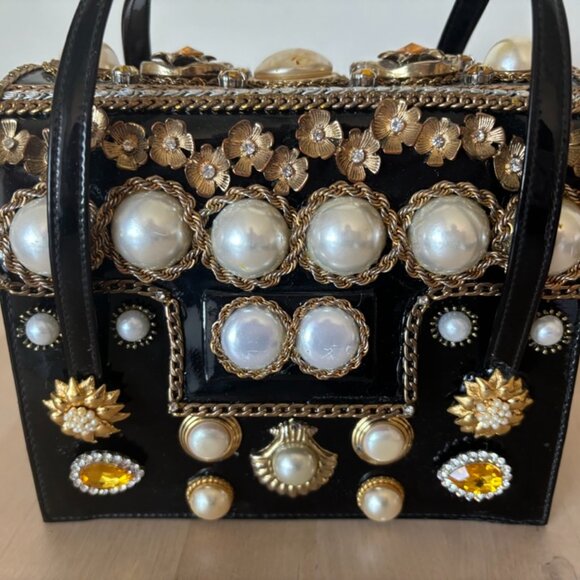Absolutely Adorable Upcycled/Restored Embellished Little Black Evening Bag - Picture 7 of 8